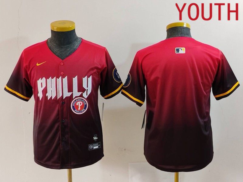 Youth Philadelphia Phillies Blank Red City Edition 2024 Nike MLB Jersey style 2